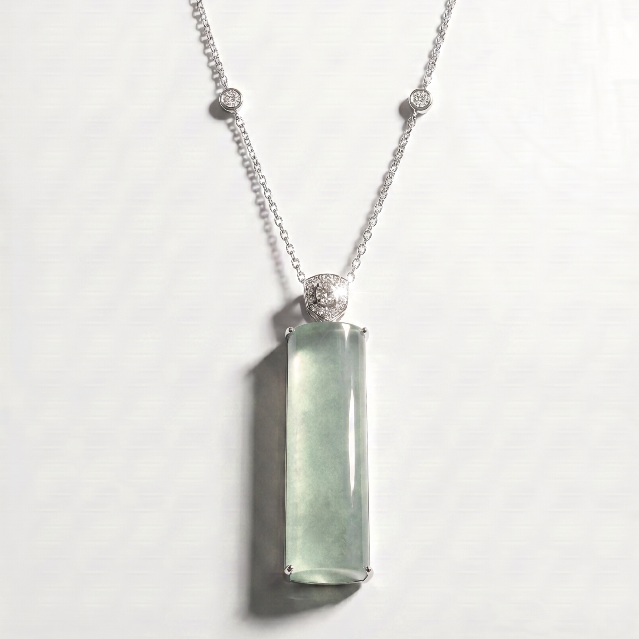 Natural Mint Green Jade Bar Pendant – Minimalist Elegance