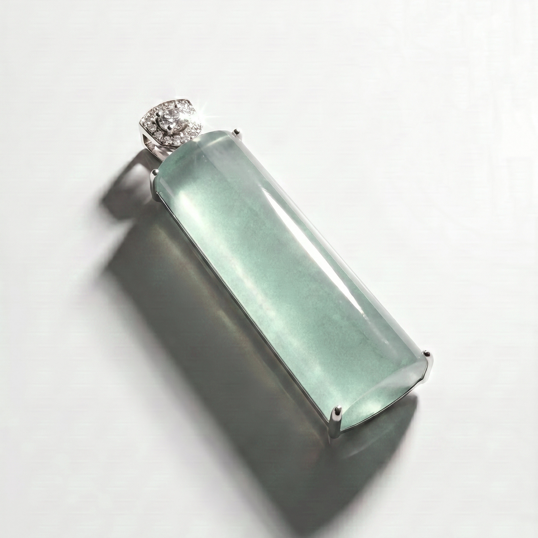 Natural Mint Green Jade Bar Pendant – Minimalist Elegance